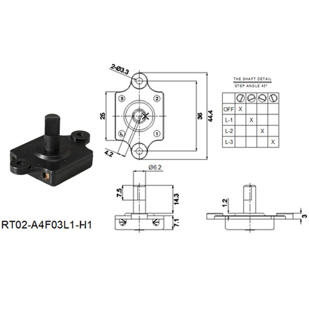 4-vị trí công tắc Quay Vuông 250V 3A đa-band mã hóa công tắc nút bấm cho nồi truyền hình Fan kiểm soát tốc độ công tắc quay