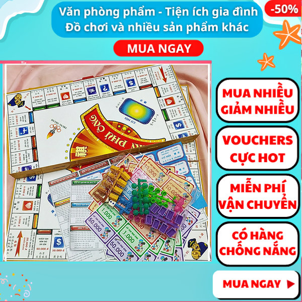 Cờ tỷ phú cỡ lớn bản cứng cho gia đình - Cờ tỷ phú hộp nhựa cứng cao cấp , Nguyễn Thùy Store