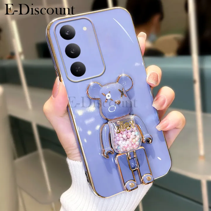 New Phone case Realme C71 C75 C75X Back cover Soft Electroplated Quicksand Hourglass Pellet KWAS Bear silicone shockproof Protector Smooth For Realme C75 C75X C71 case