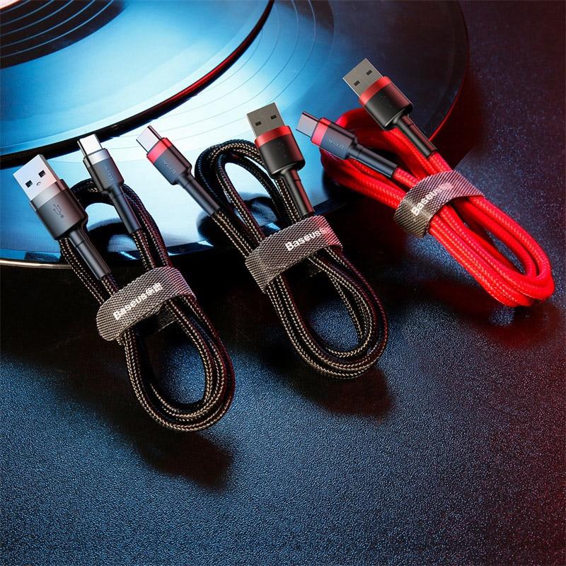 Baseus Cáp USB Type C Dây Sạc Dữ Liệu Cho Samsung Poco Cáp Sạc Nhanh 3.0 Sạc Nhanh USB C Cho Huawei Xiaomi USB-C Dây Sạc