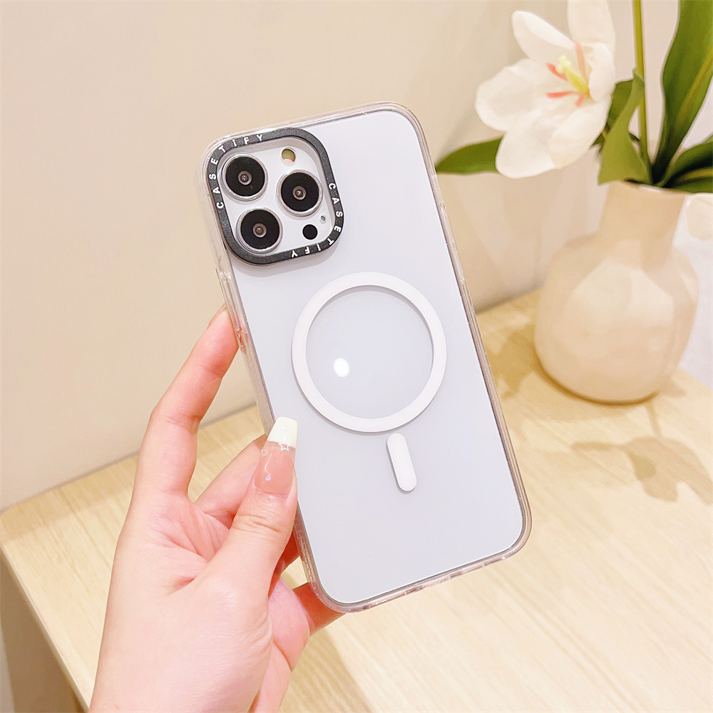 Crystal Clear Magsafe Case for iPhone 15 14 13 Pro Max Hard Acrylic Case Protective Wireless Charge Support Anti-Impact Cover