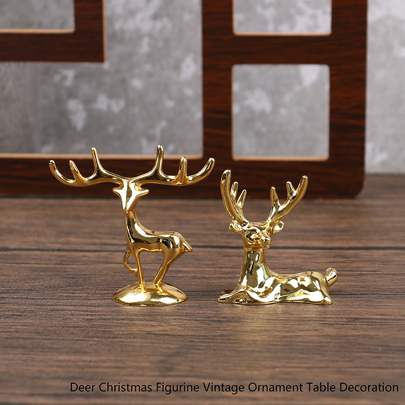 Elk Deer Statue Nordic Christmas Reindeer Art Figurine Vintage Golden ...