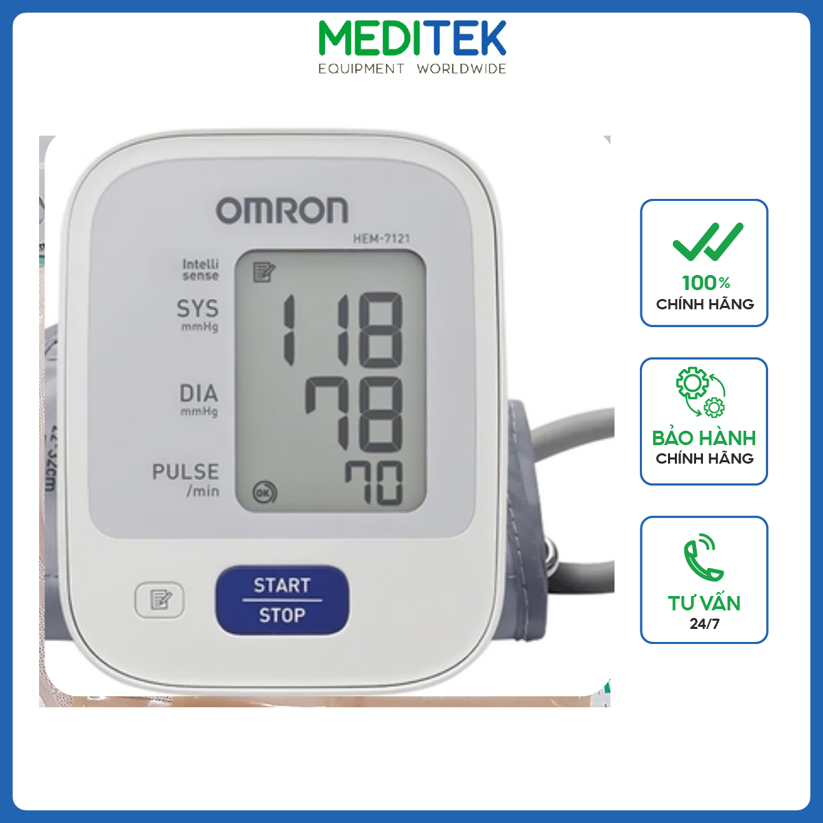 Máy đo huyết áp bắp tay tự động omron hem nhật bản 7121