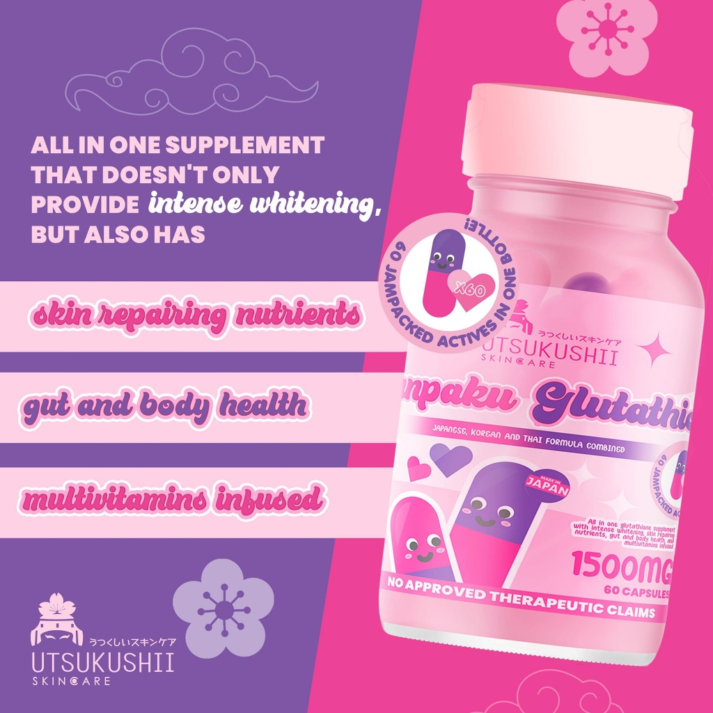 junpaku glutathione Utsukushi Utsukushii Skincare Junpaku Glutathione 60 CAPSULES with Scratch  Card every Bottle Japanese-Korean-Thailand Whitening Formula 60-Capsule  Skin Repair & Revitalization - Lazada