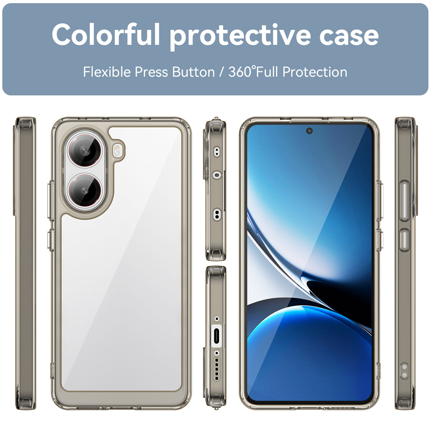 lthmy for Xiaomi Redmi 14C case Transparent Hard Back with Shockproof Enhanced Side Protective Bumper Phone Cover. 