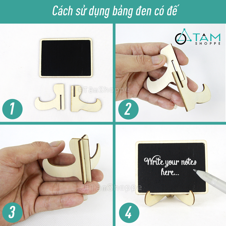 [GỖ VÁN ÉP]Bảng đen viết phấn gỗ mini để bàn chân thấp BDMN-02