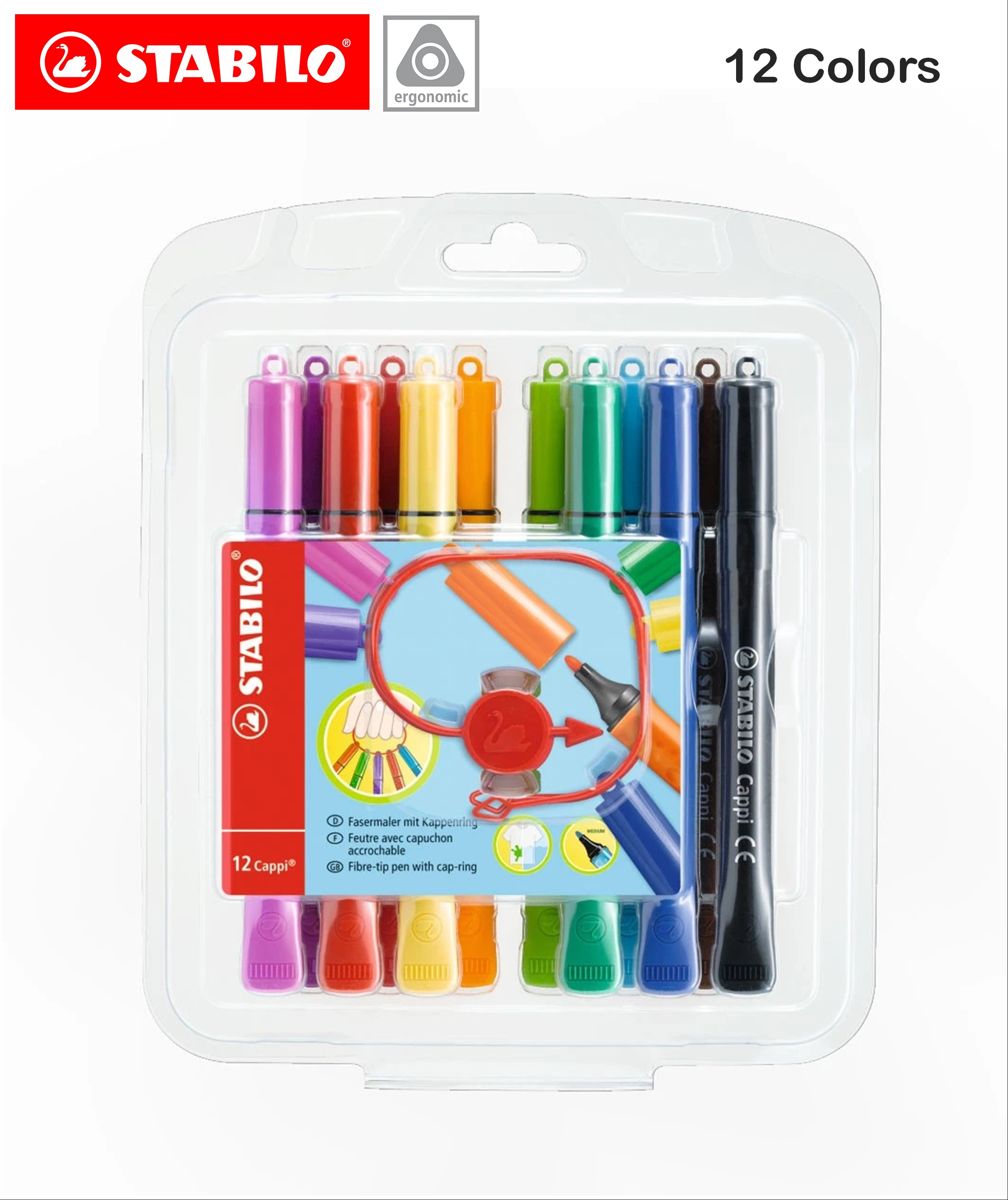 Stabilo Cappi Ergonomic Fibre Tip Colour Marker 12 Colors 168 12 1 24 Colors 168 24 1 Lazada Singapore