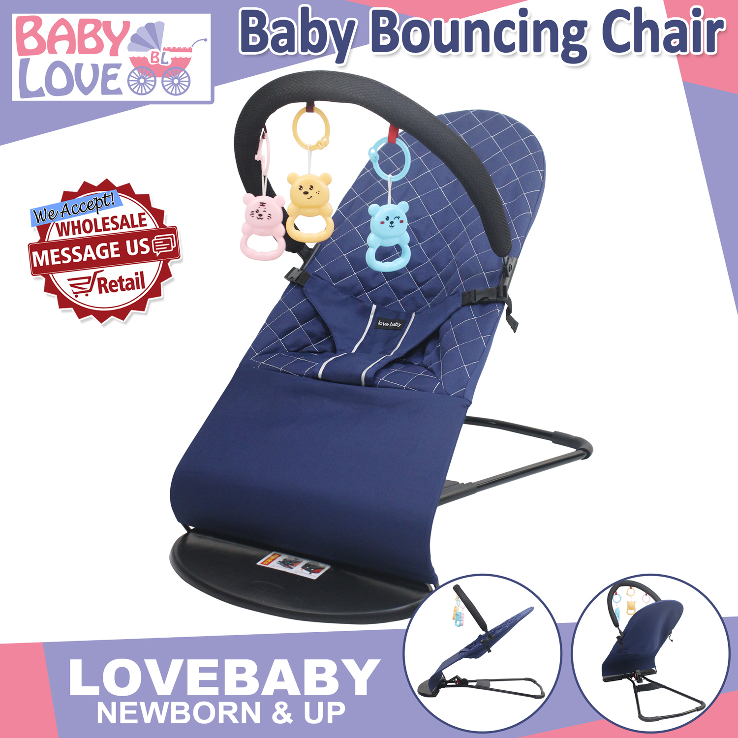 Baby Love Love Baby Foldable Soft Newborn Baby Bouncing Chair Seat
