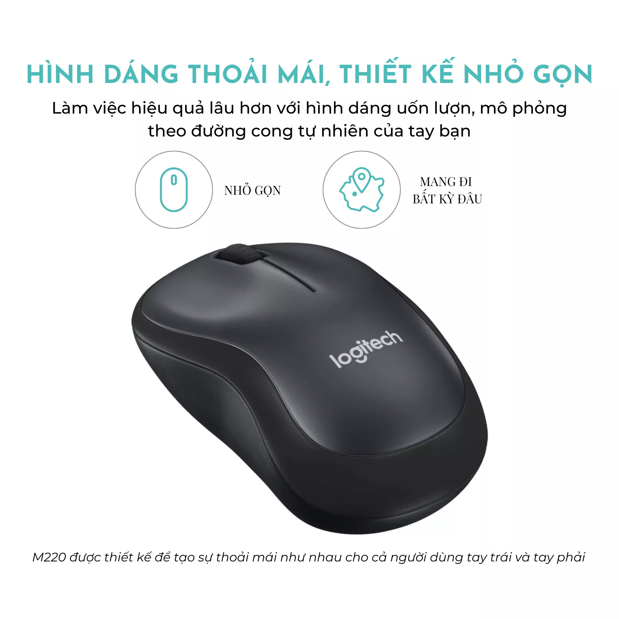 Chuột Logiteche M220 không dây Sient Click siêu bền giảm tiếng ồn Tặng kèm pin