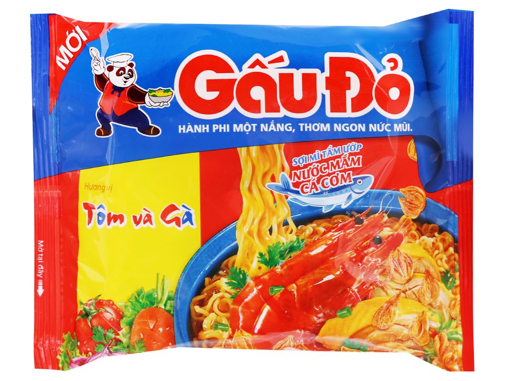 Mì Gấu Đỏ Tôm Và Gà Gói 63g