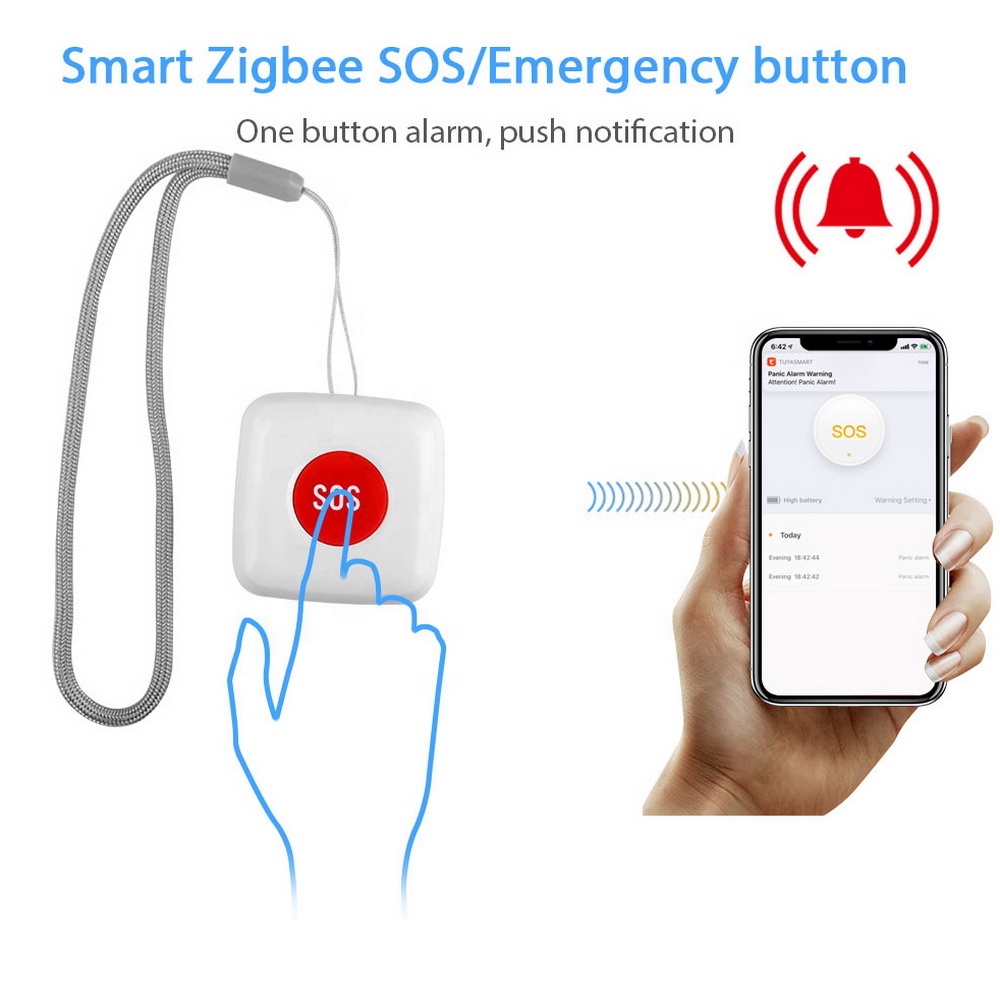 Nút bấm SOS hỗ trợ khẩn cấp Tuya Zigbee