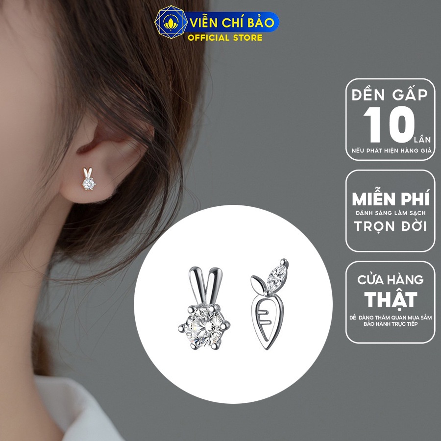 Bông tai bạc nữ Thỏ Cà Rốt khuyên tai nữ bạc 925 thời trang phụ kiện trang sức nữ Viễn Chí Bảo B000209