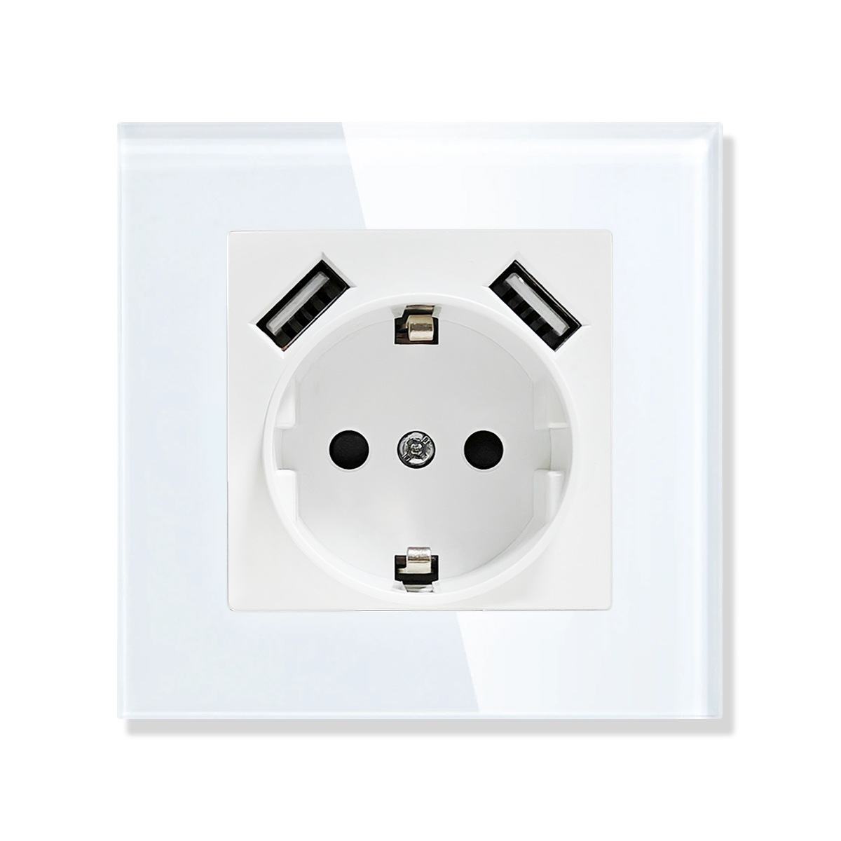 Cross-border 82 type USB socket tempered glass panel switch socket 5V2A concealed wall round box socket wholesale