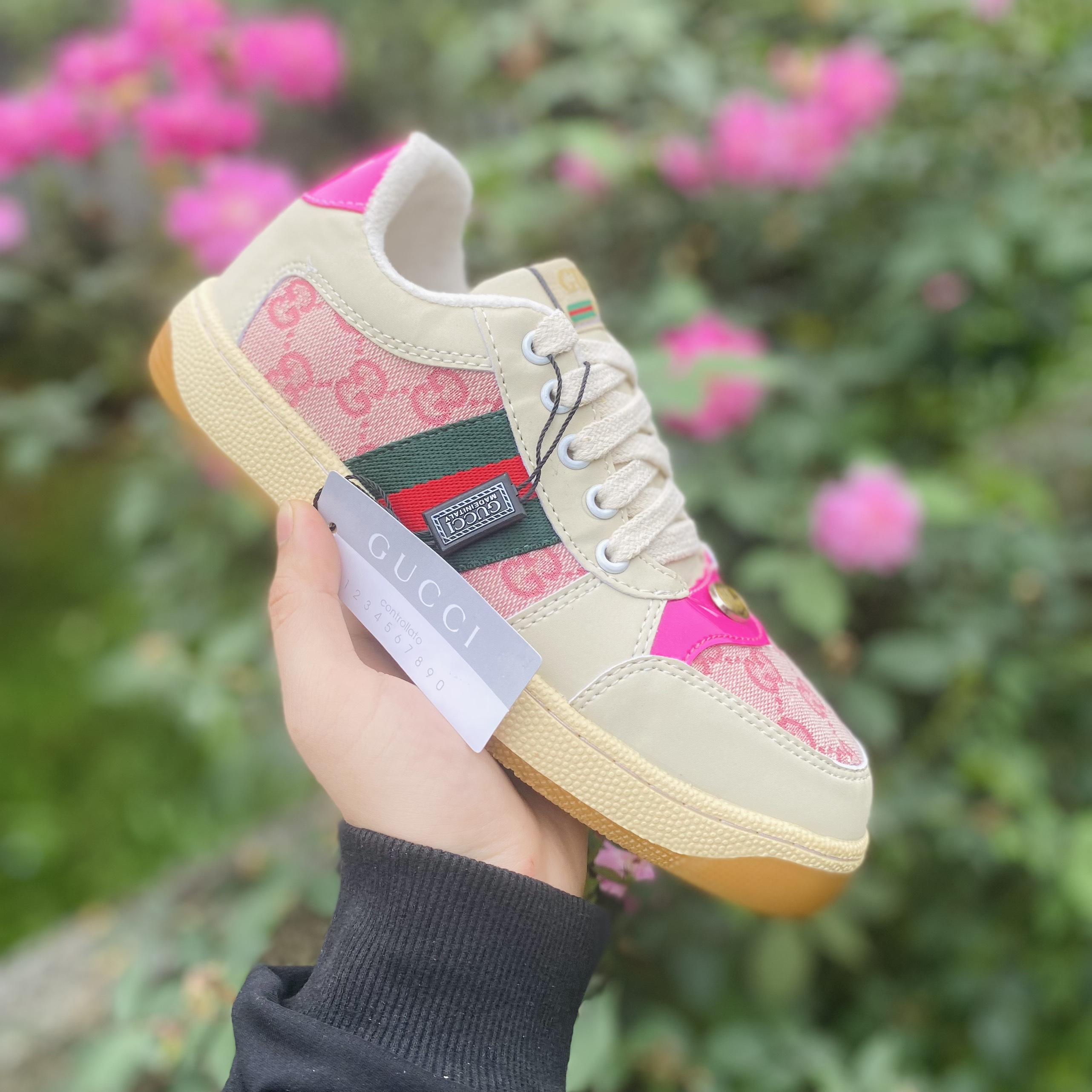 Giày thể thao nữ, giày sneaker gucci sơn tùng màu hồng hàng cao cấp hot thumbnail