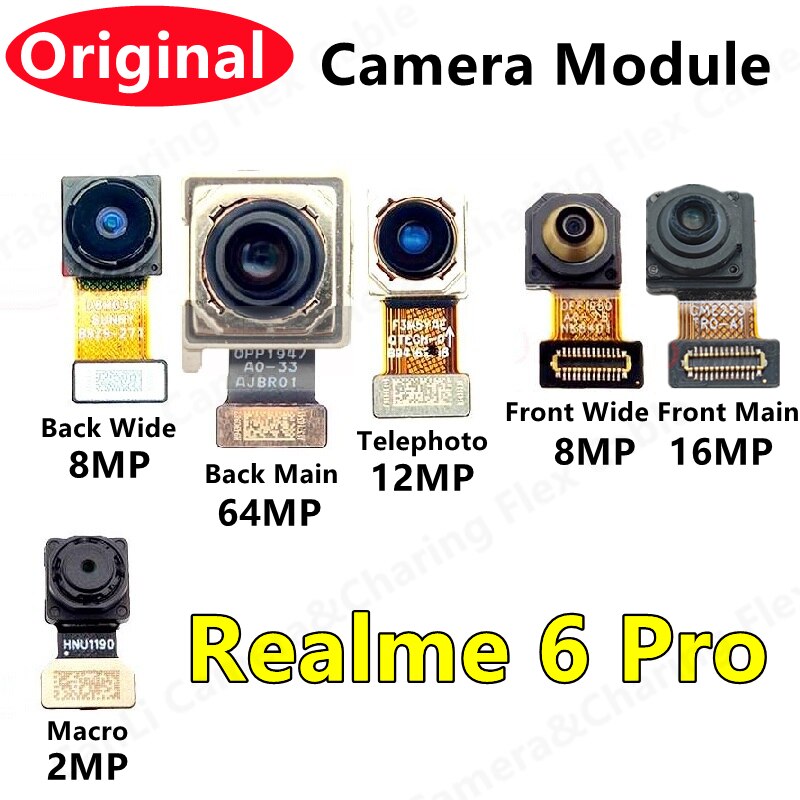 Original Front Rear Back Camera For Realme 6 Pro 6Pro Facing Camera Module Flex Replacement Spare Parts