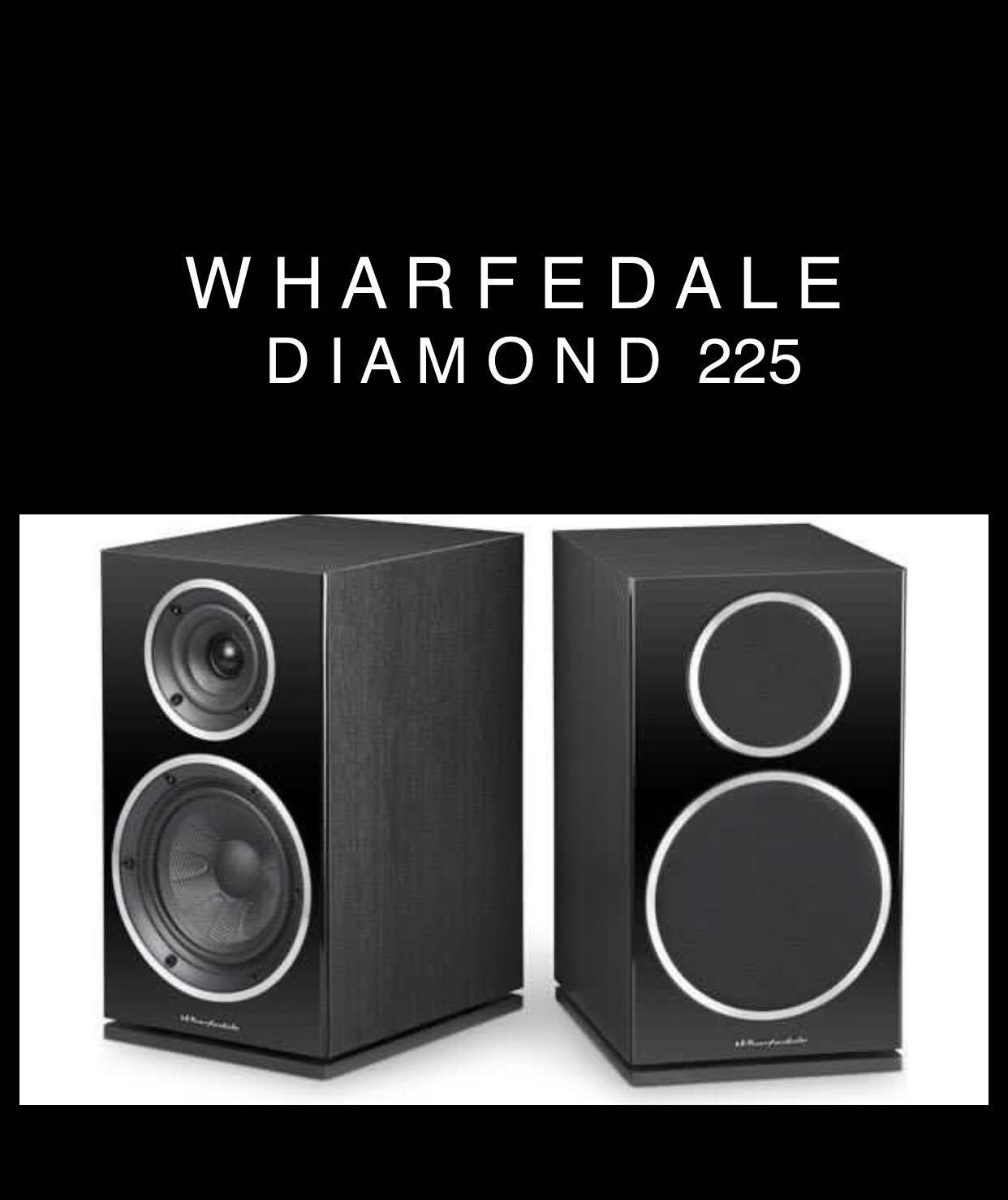 WHARFEDALE DIAMOND 225 (Black) 3 YEAR WARRANTY, BOOKSHELF