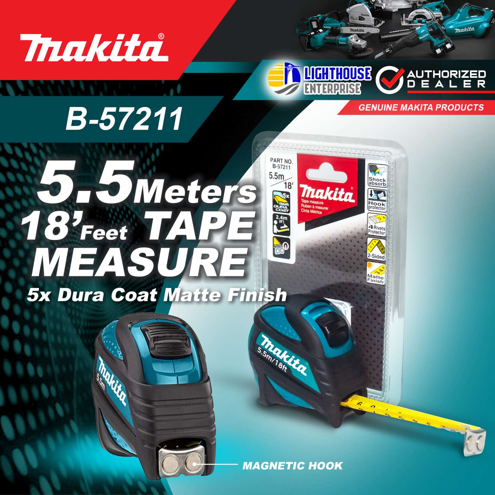 MAKITA 5.5m 18x25mm Tape Measure (B57211) *LIGHTHOUSE