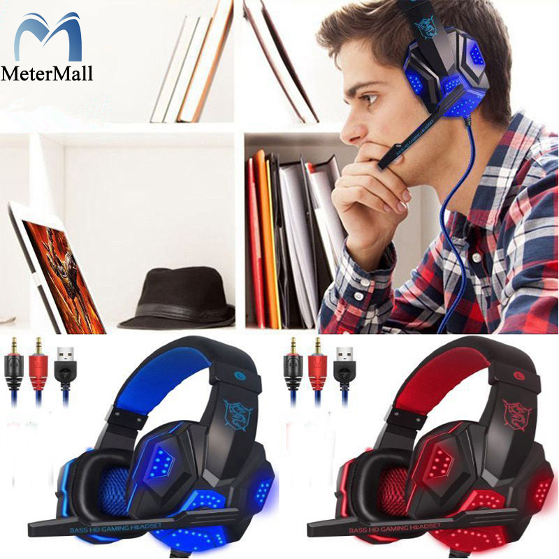 Over Ear Gaming Headset with Mic and LED Light for Laptop Cellphone PS4