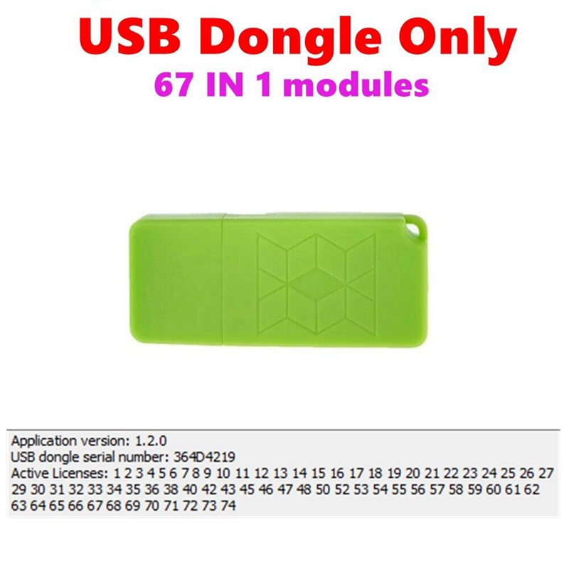 1 PCS 67 in 1 Usb Dongle Sm2 Pro J2534 Vci Pcm Ecu Programmer Ecu Read&Write V1.20 Eeprom Flash Bench Green USB Dongle