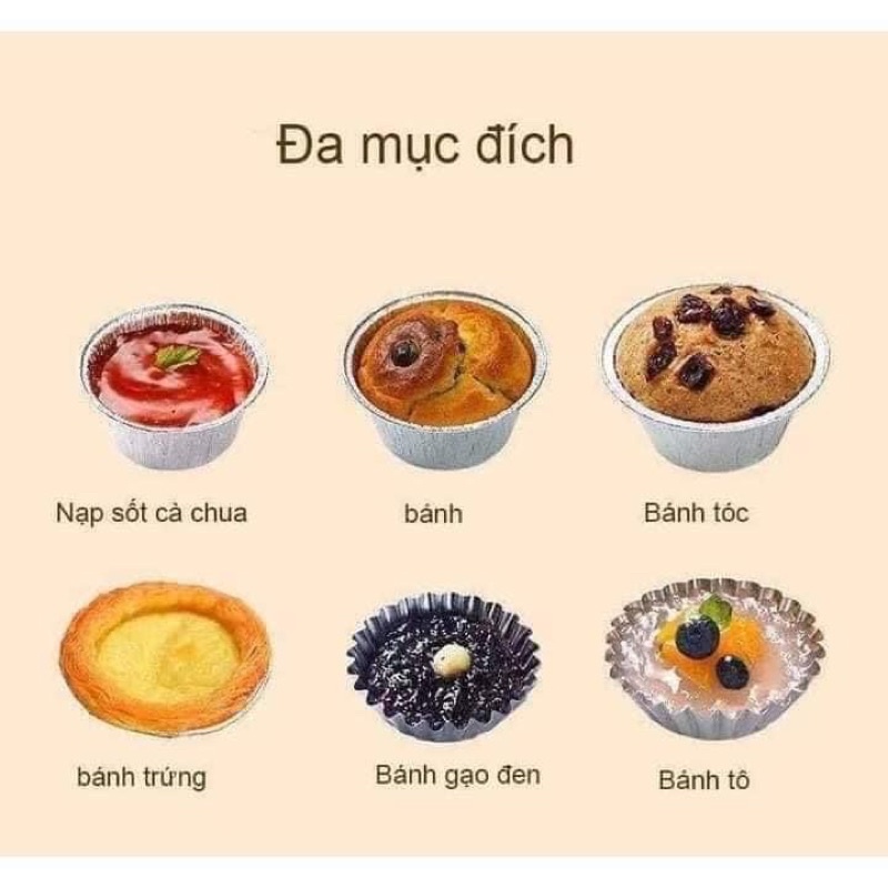 50 Đế giấy bạc bánh tart dùng 1 lần