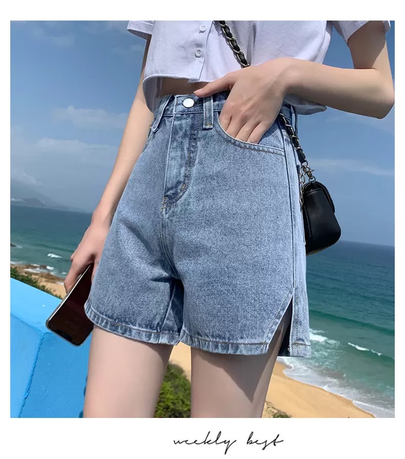 QUẦN JEANS NGỐ LỬNG NỮ FORM RỘNG XẺ LAI XANH NHẠT TÔN DÁNG CÁ TÍNH CAO CẤP DAVO CHỐNG UV SIÊU XỊN SÒ CỰC ĐỈNH HOT HIT