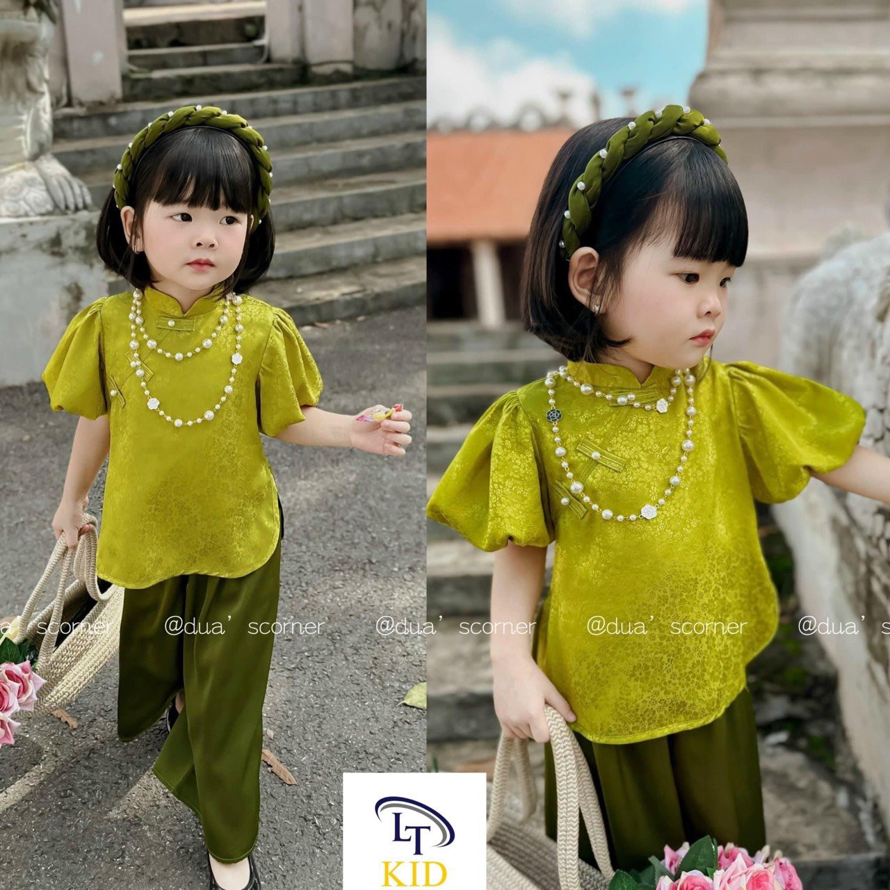 (SIZE 10-30KG) MẪU THIẾT KẾ TẶNG CÀI TÓC SET BÀ BA LỤA CÁCH TÂN