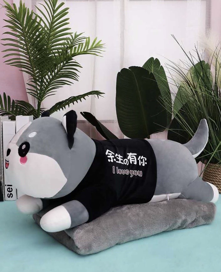 Bộ chăn gối 2 trong 1 hình thú dài Ghome