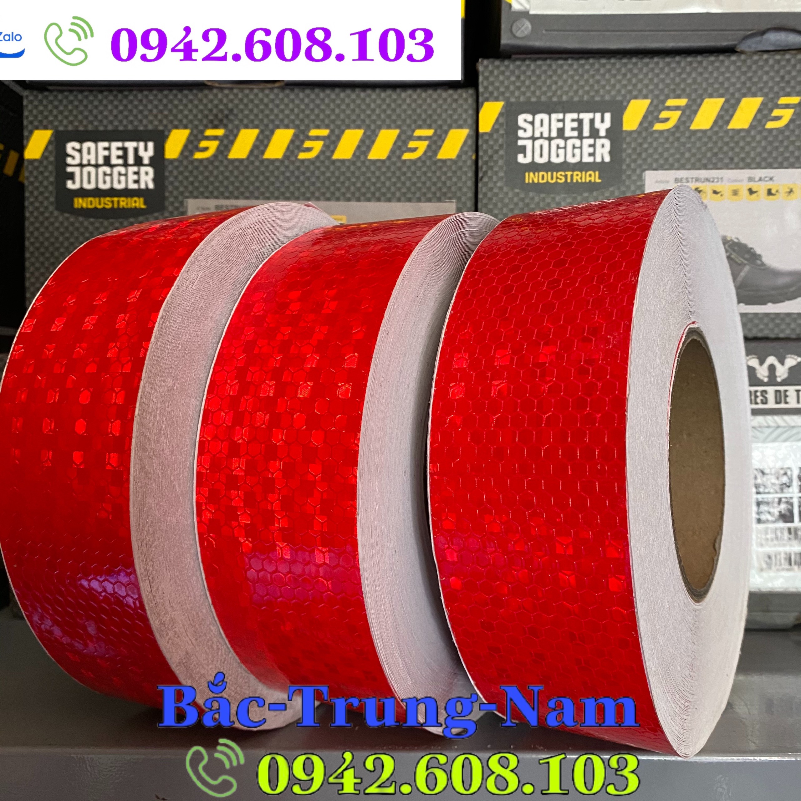 Cuộn decal phản quang màu đỏ bản 5cm