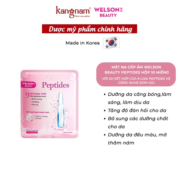 Mặt Nạ Cấp Ẩm Welson Beauty Peptides Hộp 5 miếng