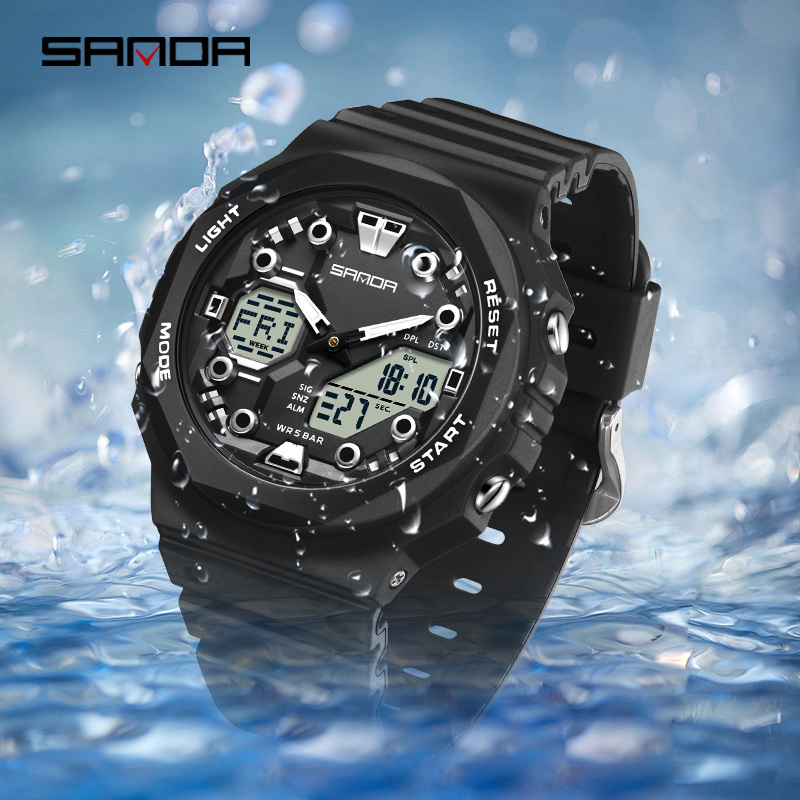 Sanda Large Dial Multifunctional Trendy Urban Outdoor Waterproof Sports Men's Watch SD6200-5.