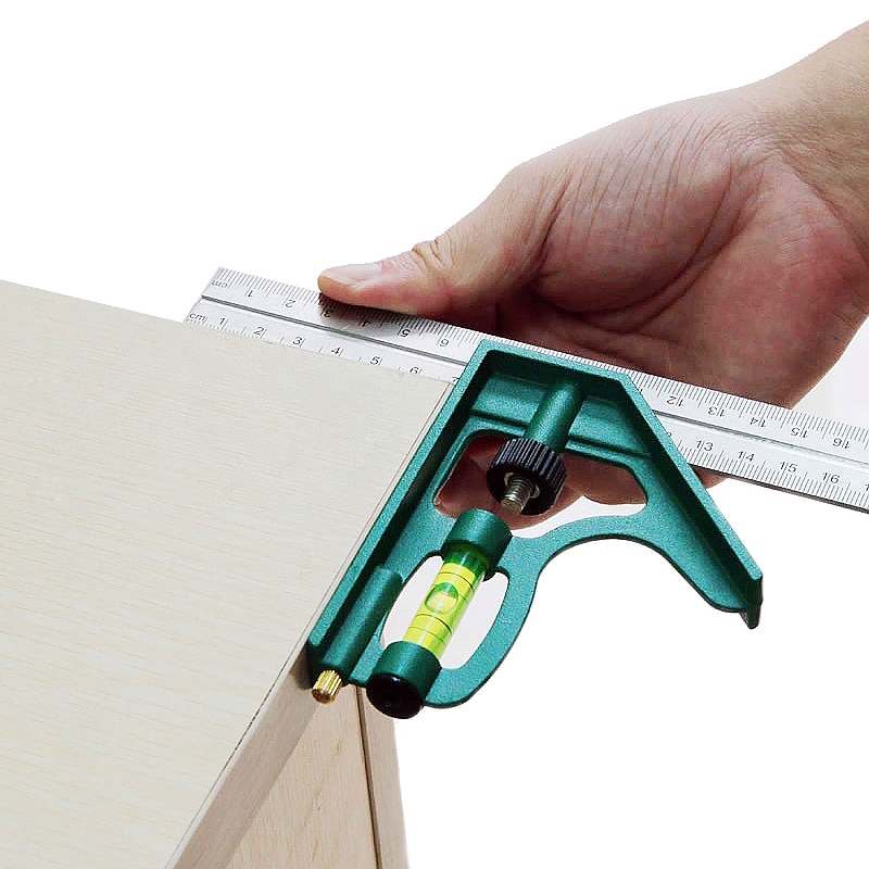 INGBONT 12''Adjustable Protractor Angle Ruler Combination Square Ruler Stainless Steel Bubble Level 300MM Carpenter Measure Tool