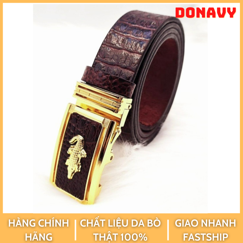 Thăt lưng nam da bò đầu khóa tự động đầu cá sấu cao cấp d.tlcs