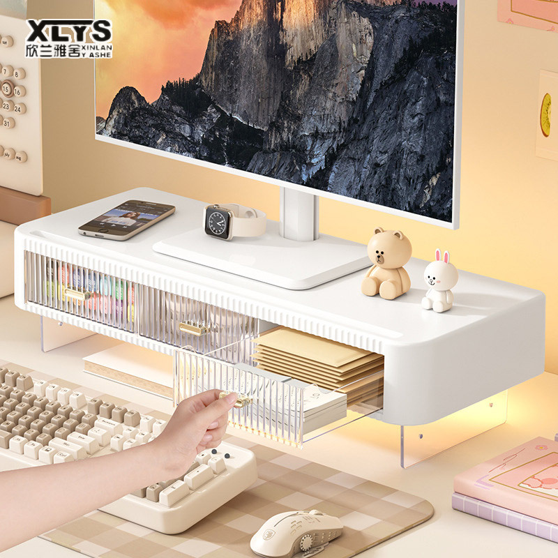 Desktop Computer Monitor, Elevated Office, Desktop Neck Protector, Screen Base, Bracket, Organizer, Storage Box, Lights