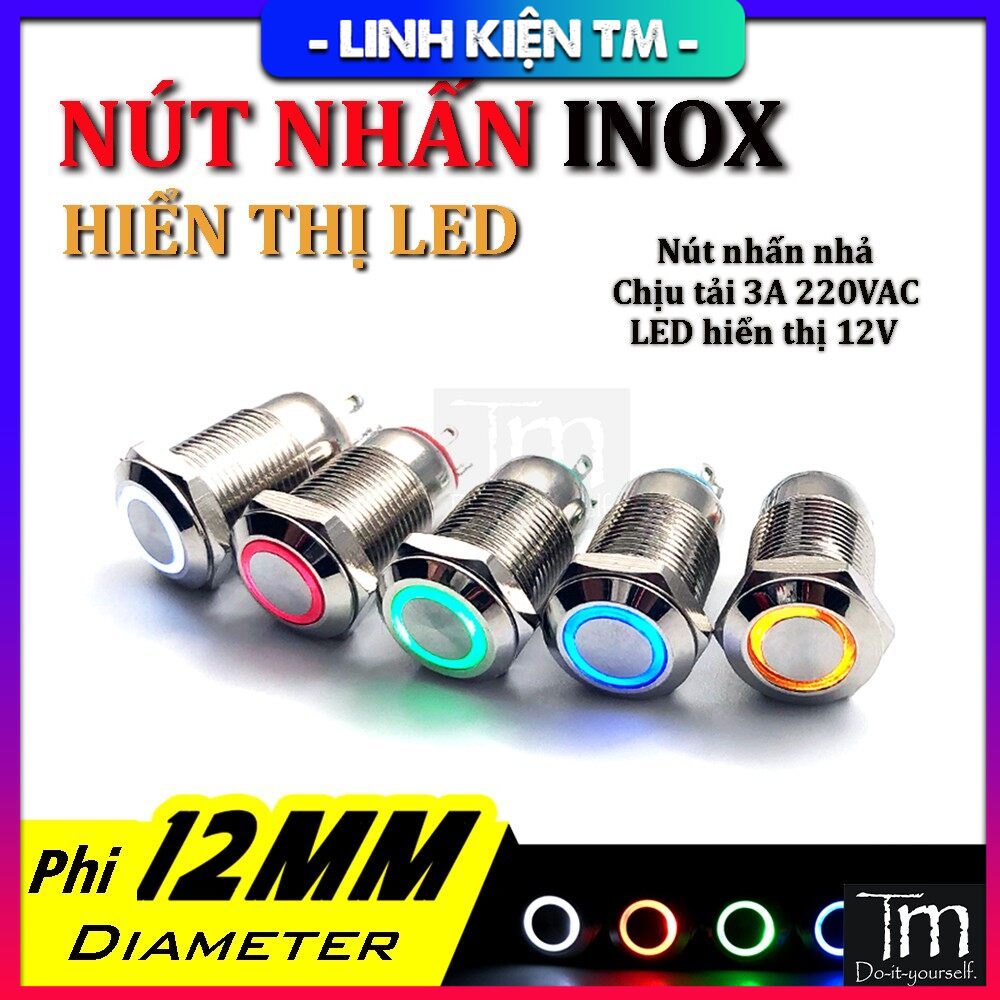 Nút Nhấn Có Đèn Phi 12mm 12V