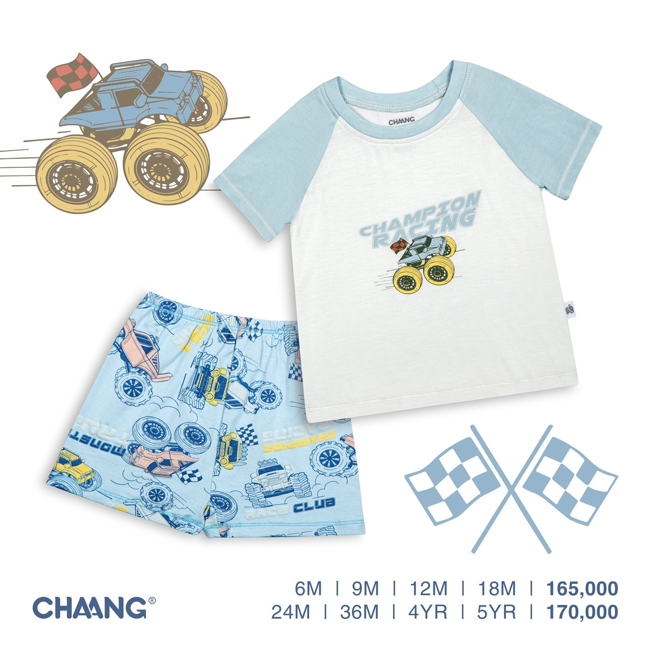 Bộ cộc tay bé trai raglan họa tiết Active Chaang