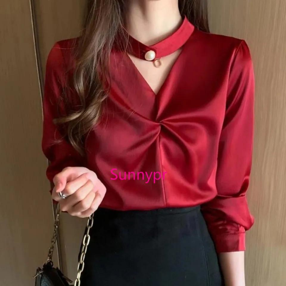 Summer Women's Elegant and Versatile Loose Fitting Long Sleeved Shirt