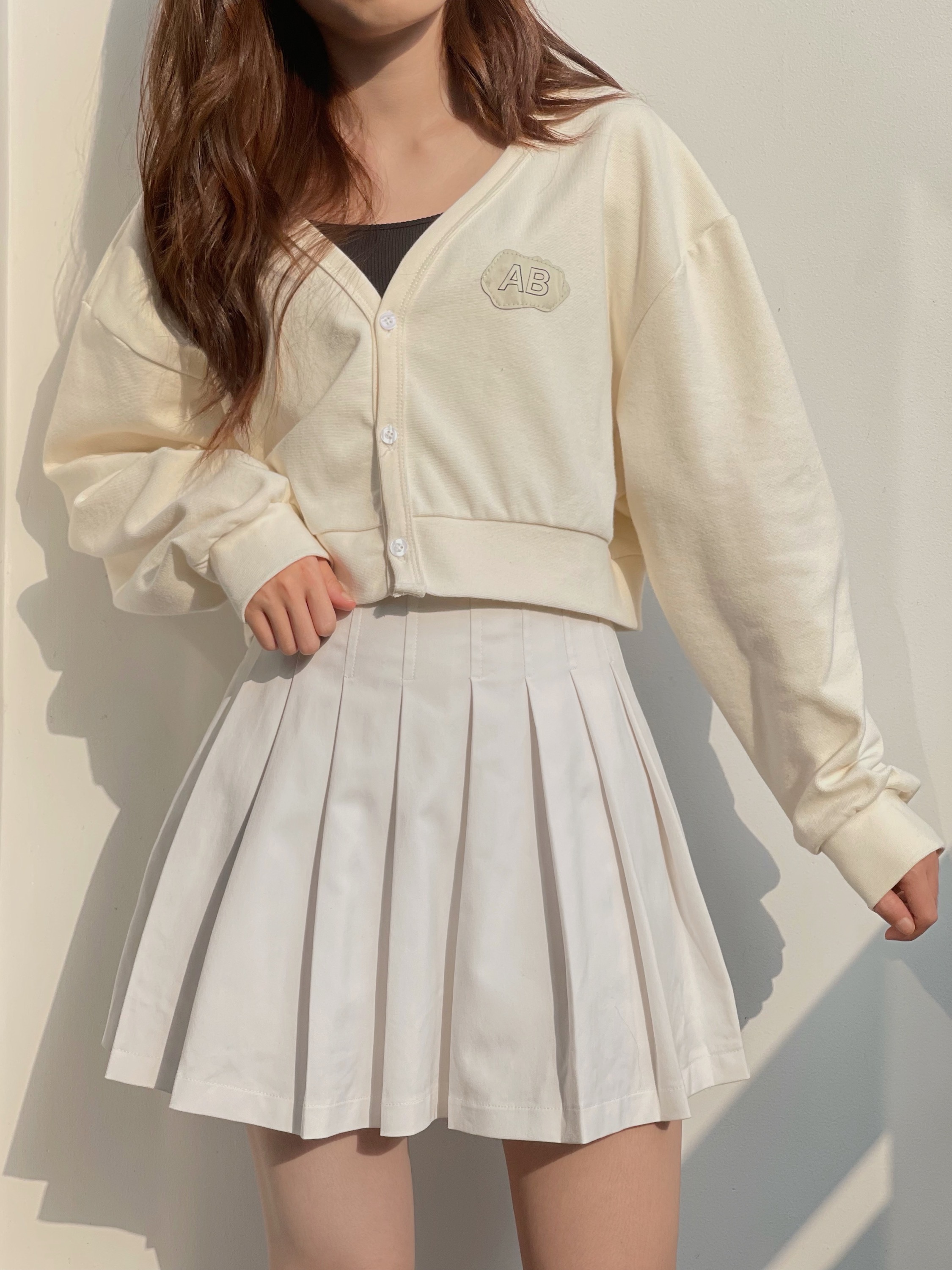 Áo cardigan croptop tay dài AB BASIC form rộng Ulzzang (Ảnh thật/ Có sẵn)