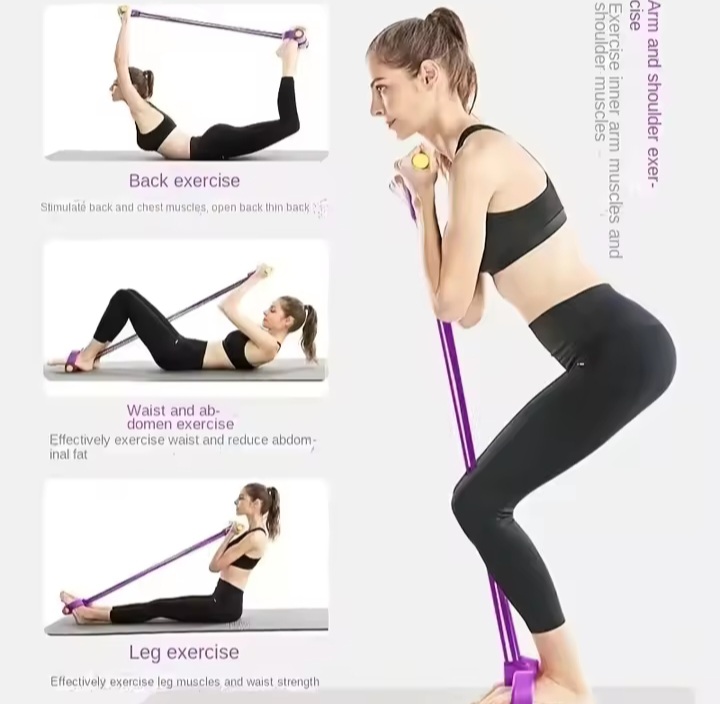 Rubber Pull Reducer Exercise Routine Pull Reducer Training Bands 4 Tubes Body Trimmer Pedal Exerciser Yoga ...