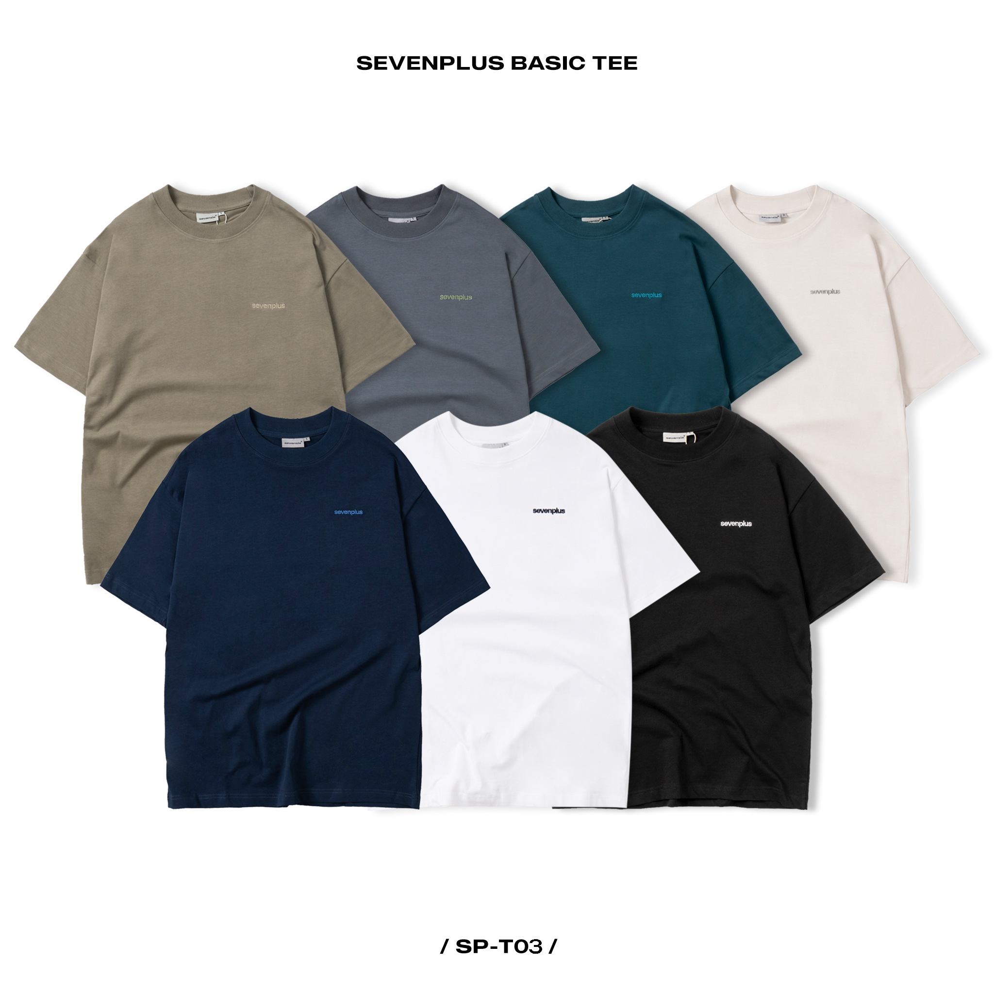 Áo thun basic form rộng logo thêu SEVENPLUS / SP-T03