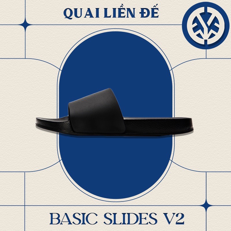 Dép Quai Ngang Basic Slides V2 - Đen/Trắng