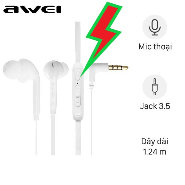 Tai nghe EP Awei Q60Hi Trắng