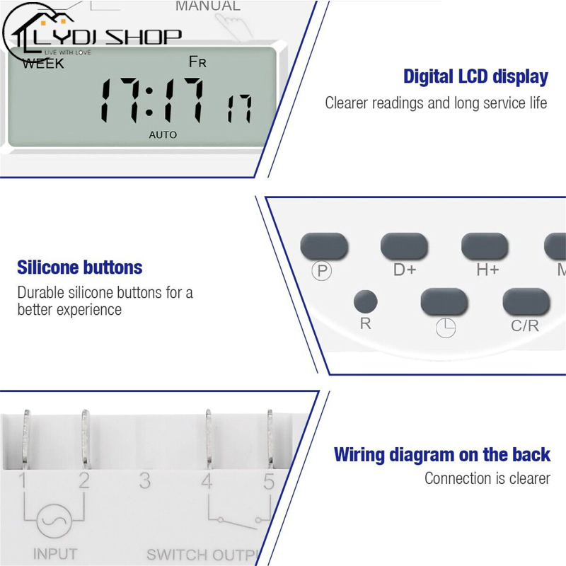 Dc 12v Lcd Digital Timer Programmable Time Week Date Display Energy-saving Timer With Memory Function