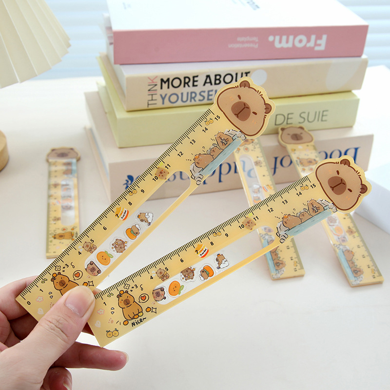 Measuring Ruler Puppet Cartoon Capybara Ruler Drawing Tools Cute Acrylic Straight Ruler ...