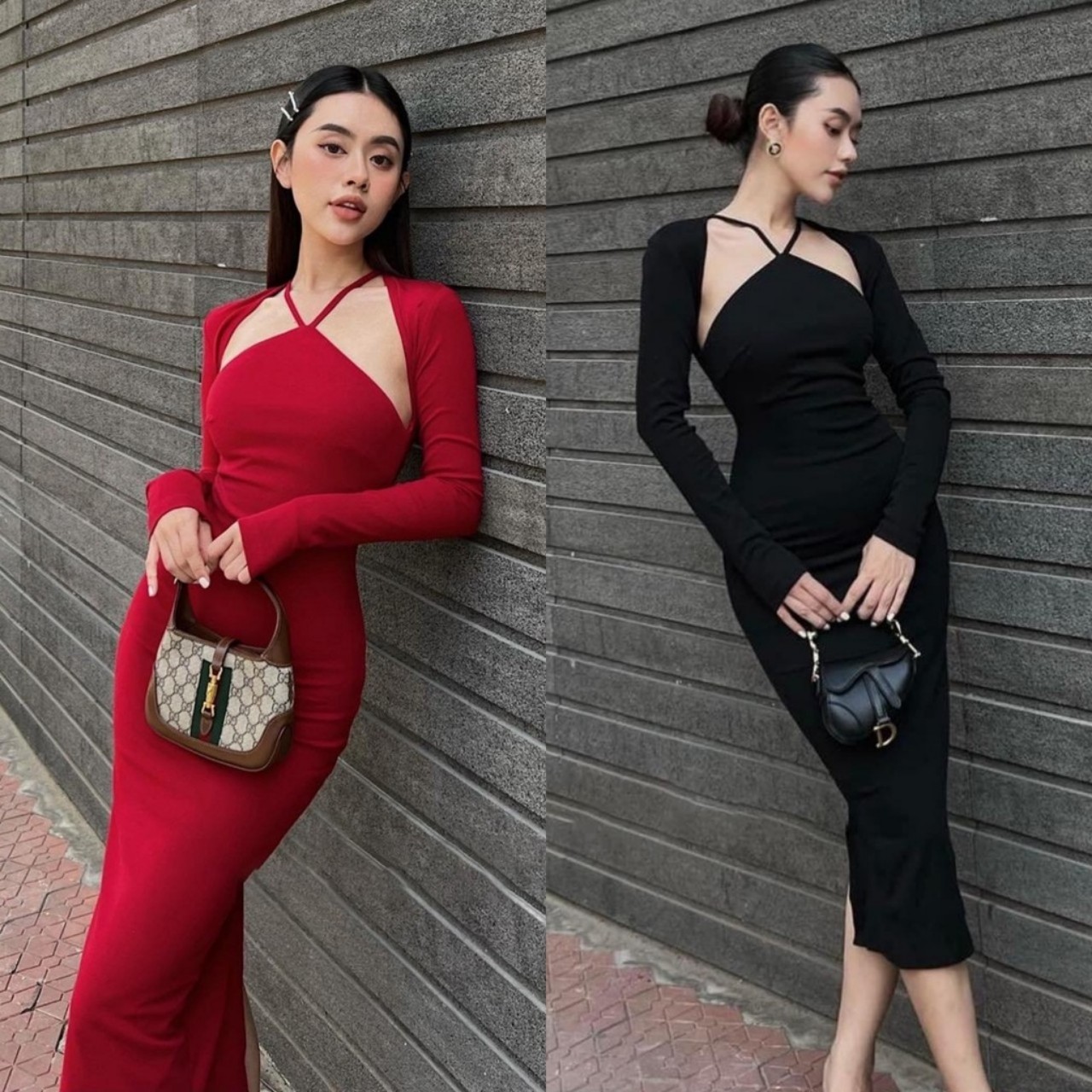 Đầm Ôm Body Dây Yếm Tay Dài