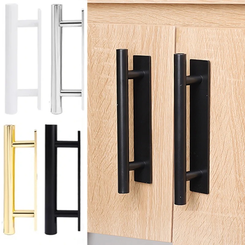 Cửa tủ nhựa vàng đen tay nắm cửa kéo đồ nội thất tự dính tay kéo ngăn tủ tủ quần áo dụng cụ gia dụng tay cầm tủ chén