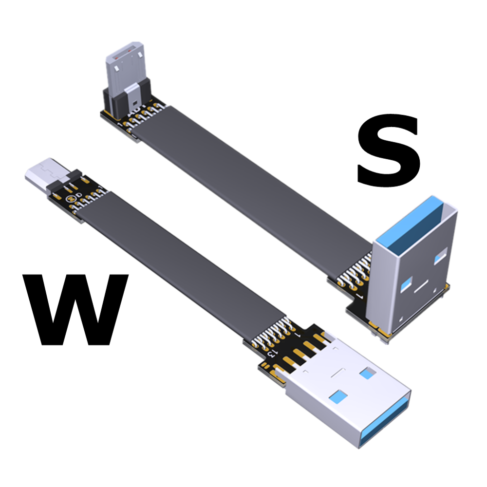 【Innovative design】Fpv Micro Usb 2.0 90 Degree Adapter 5cm-3m Fpc Ribbon 5pin Usb2.0 Micro-B To Usb-A Flat Cable For Multicopter Aerial Photography. 