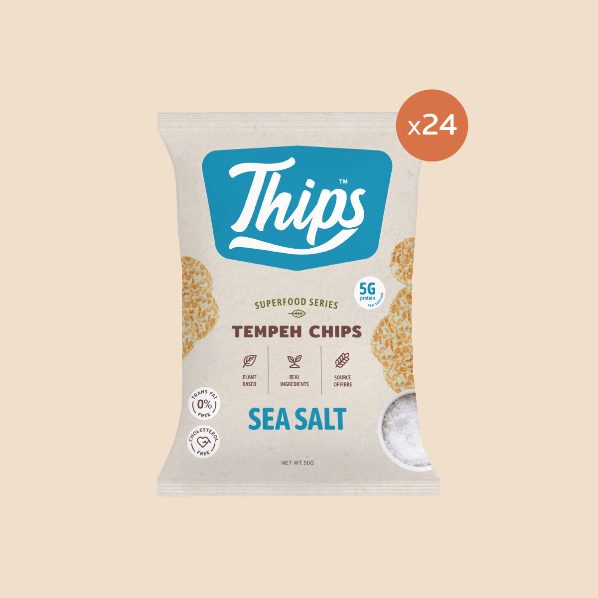 (Bundle of 24) Thips Tempeh Chips Bundle Pack (50g) Halal 100 Tempe