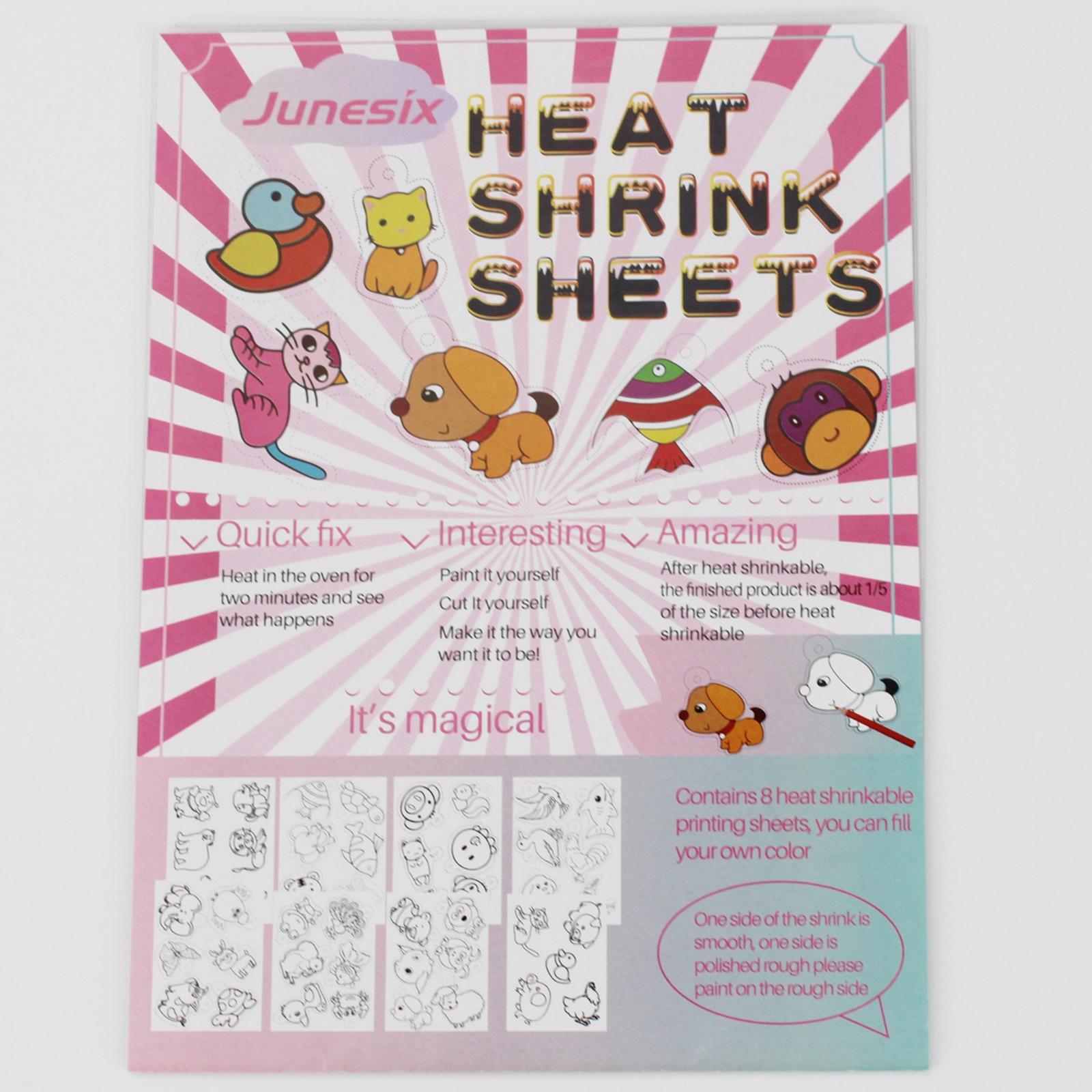 BNTREND 8Pcs Shrink Plastic Sheets Keychains Jewelry Making Heat Shrink Paper DIY