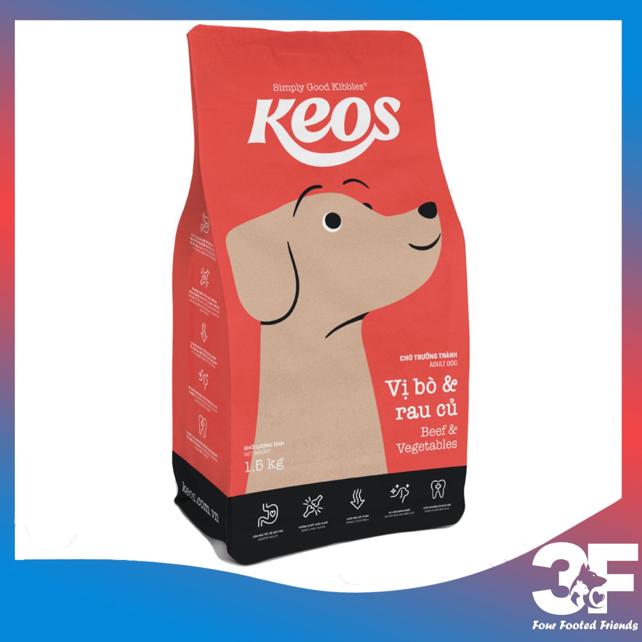 Thức Ăn Hạt Cho Chó Mọi Lứa Tuổi Keos Túi 1.5kg