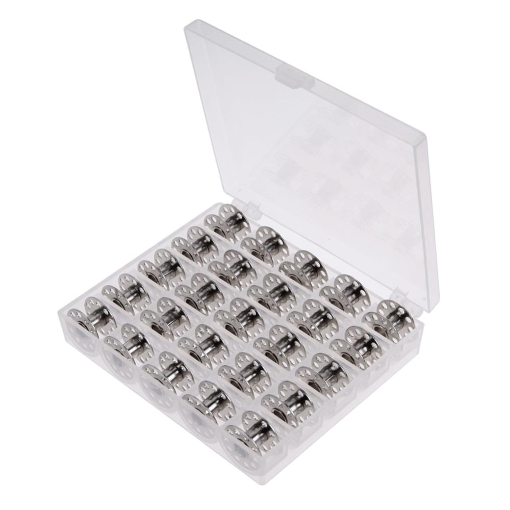 25pcs Replaceable Bobbins with Storage Box Household Metal Spool Sewing Accessories Portable for Sewing Machine for Brother Janome Singer
